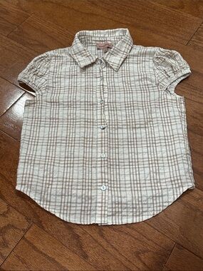 Romeo Romeo Short-Sleeve Button-Up Plaid Shirt - Cream & Brown